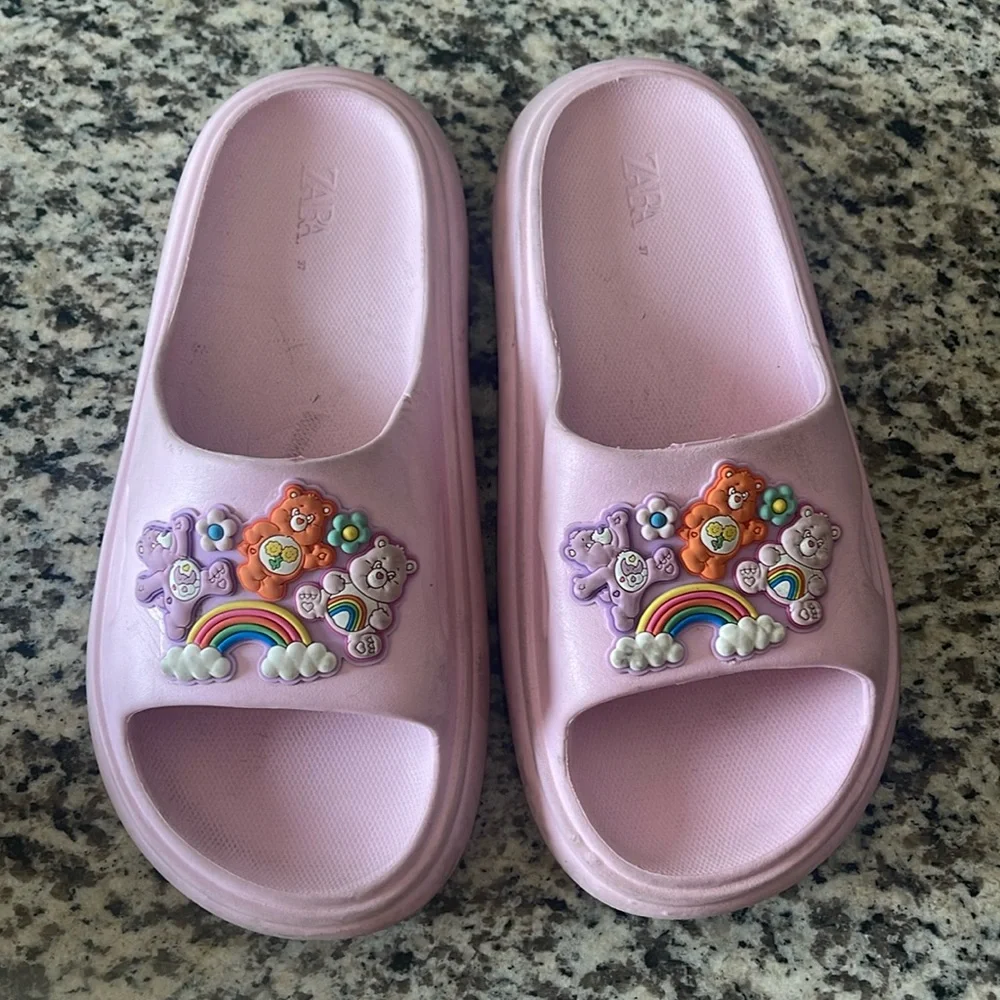 Zara Kids Pink Care Bear Pool Slides - Size EU 37 / US‎ Kids 5